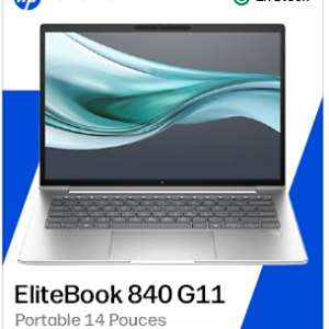 HP EliteBook 840 G11 – Intel Ultra 5-125U – 16GB / 256GB SSD – 14" Tactile WUXGA – WiFi / BT / Cam – Windows 11 Pro